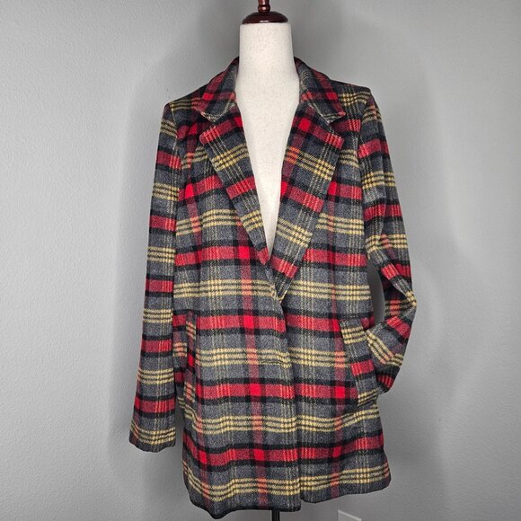 Karen Kane Jackets & Blazers - KAREN KANE blazer jacket multicolor wool blend plaid women's size Large